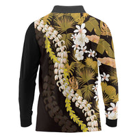 Kula Aloha Hawaii Lei Long Sleeve Polo Shirt Tropical Flowers Elegant Vibe - Polynesian Pride
