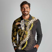 Kula Aloha Hawaii Lei Long Sleeve Polo Shirt Tropical Flowers Elegant Vibe - Polynesian Pride