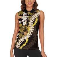 Kula Aloha Hawaii Lei Women Sleeveless Polo Shirt Tropical Flowers Elegant Vibe - Polynesian Pride