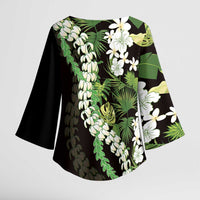 Omaomao Aloha Hawaii Lei Kimono Sleeve Blouse Tropical Flowers Elegant Vibe - Polynesian Pride