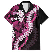 Akala Aloha Hawaii Lei Family Matching Off Shoulder Short Dress and Hawaiian Shirt Tropical Flowers Elegant Vibe LT14 Dad's Shirt - Short Sleeve Pink - Polynesian Pride