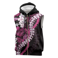 Akala Aloha Hawaii Lei Sleeveless Zip Hoodie Tropical Flowers Elegant Vibe - Polynesian Pride