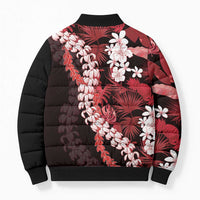 Ulaula Aloha Hawaii Lei Bomber Puffer Jacket Tropical Flowers Elegant Vibe - Polynesian Pride