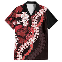 Ulaula Aloha Hawaii Lei Family Matching Off Shoulder Short Dress and Hawaiian Shirt Tropical Flowers Elegant Vibe LT14 Dad's Shirt - Short Sleeve Red - Polynesian Pride