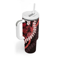 Ulaula Aloha Hawaii Lei Tumbler With Handle Tropical Flowers Elegant Vibe - Polynesian Pride