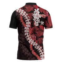 Ulaula Aloha Hawaii Lei Zipper Polo Shirt Tropical Flowers Elegant Vibe - Polynesian Pride