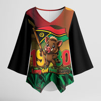 Vanuatu Independence Day Kimono Sleeve Blouse Chibi Boar Proud To Be A Ni-Van