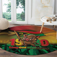 Vanuatu Independence Day Round Carpet Chibi Boar Proud To Be A Ni-Van