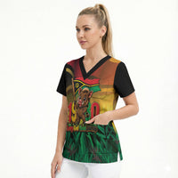 Vanuatu Independence Day Scrub Top Chibi Boar Proud To Be A Ni-Van