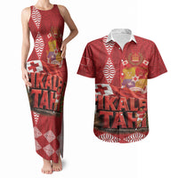 Tonga Rugby Custom Couples Matching Tank Maxi Dress and Hawaiian Shirt 2026 Go Ikale Tahi Ngatu Pattern LT14 Red - Polynesian Pride