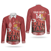 Tonga Rugby Custom Couples Matching Tank Maxi Dress and Long Sleeve Button Shirt 2026 Go Ikale Tahi Ngatu Pattern LT14 - Polynesian Pride