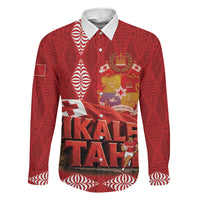 Tonga Rugby Custom Family Matching Long Sleeve Bodycon Dress and Hawaiian Shirt 2026 Go Ikale Tahi Ngatu Pattern LT14 Daughter's Dress Red - Polynesian Pride