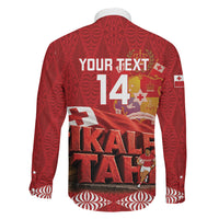 Tonga Rugby Custom Family Matching Long Sleeve Bodycon Dress and Hawaiian Shirt 2026 Go Ikale Tahi Ngatu Pattern LT14 Son's Shirt Red - Polynesian Pride