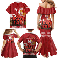 Tonga Rugby Custom Family Matching Mermaid Dress and Hawaiian Shirt 2026 Go Ikale Tahi Ngatu Pattern LT14 Mom's Dress Red - Polynesian Pride