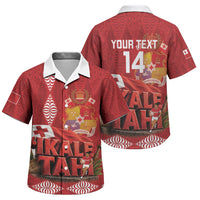 Tonga Rugby Custom Family Matching Off The Shoulder Long Sleeve Dress and Hawaiian Shirt 2026 Go Ikale Tahi Ngatu Pattern LT14 Son's Shirt Red - Polynesian Pride