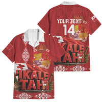 Tonga Rugby Custom Family Matching Short Sleeve Bodycon Dress and Hawaiian Shirt 2026 Go Ikale Tahi Ngatu Pattern LT14 Dad's Shirt - Short Sleeve Red - Polynesian Pride