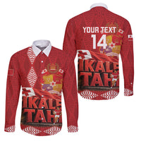 Tonga Rugby Custom Family Matching Short Sleeve Bodycon Dress and Hawaiian Shirt 2026 Go Ikale Tahi Ngatu Pattern LT14 Dad's Shirt - Long Sleeve Red - Polynesian Pride