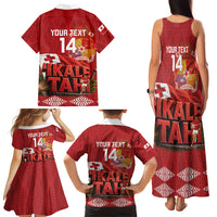Tonga Rugby Custom Family Matching Tank Maxi Dress and Hawaiian Shirt 2026 Go Ikale Tahi Ngatu Pattern LT14 Mom's Dress Red - Polynesian Pride