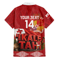 Tonga Rugby Custom Family Matching Tank Maxi Dress and Hawaiian Shirt 2026 Go Ikale Tahi Ngatu Pattern LT14 Dad's Shirt - Long Sleeve Red - Polynesian Pride