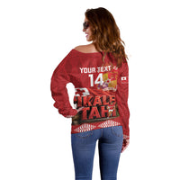 Tonga Rugby Custom Off Shoulder Sweater 2026 Go Ikale Tahi Ngatu Pattern