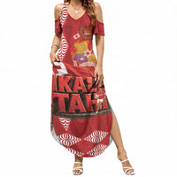 Tonga Rugby Custom Summer Maxi Dress 2026 Go Ikale Tahi Ngatu Pattern LT14 Women Red - Polynesian Pride