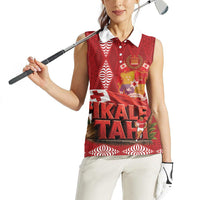 Tonga Rugby Custom Women Sleeveless Polo Shirt 2026 Go Ikale Tahi Ngatu Pattern