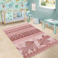 Pastel Pink Samoa Siapo Teuila Flowers Area Rug - Polynesian Pride