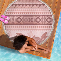 Pastel Pink Samoa Siapo Teuila Flowers Beach Blanket - Polynesian Pride