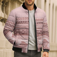 Pastel Pink Samoa Siapo Teuila Flowers Bomber Puffer Jacket - Polynesian Pride