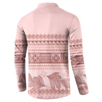 Pastel Pink Samoa Siapo Teuila Flowers Button Sweatshirt - Polynesian Pride