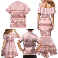 Pastel Pink Samoa Siapo Teuila Flowers Family Matching Mermaid Dress and Hawaiian Shirt - Polynesian Pride