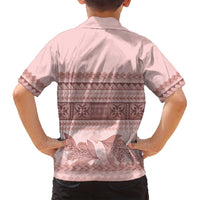 Pastel Pink Samoa Siapo Teuila Flowers Family Matching Off Shoulder Maxi Dress and Hawaiian Shirt - Polynesian Pride