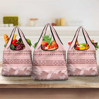 Pastel Pink Samoa Siapo Teuila Flowers Grocery Bag - Polynesian Pride