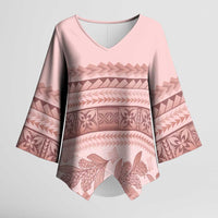 Pastel Pink Samoa Siapo Teuila Flowers Kimono Sleeve Blouse - Polynesian Pride