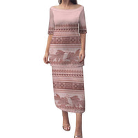 Pastel Pink Samoa Siapo Teuila Flowers Puletasi - Polynesian Pride