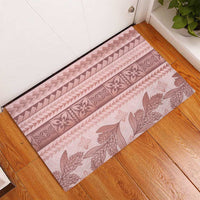 Pastel Pink Samoa Siapo Teuila Flowers Rubber Doormat - Polynesian Pride