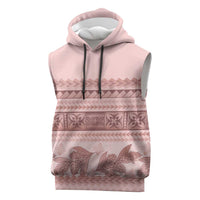 Pastel Pink Samoa Siapo Teuila Flowers Sleeveless Hoodie - Polynesian Pride