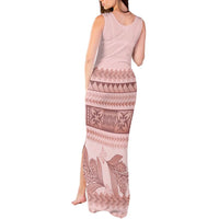 Pastel Pink Samoa Siapo Teuila Flowers Tank Maxi Dress - Polynesian Pride