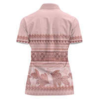 Pastel Pink Samoa Siapo Teuila Flowers Women Polo Shirt - Polynesian Pride