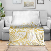 Polynesia White Sunday Blanket Plumeria Polynesian Tribal Gold Color - Polynesian Pride