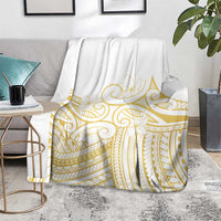 Polynesia White Sunday Blanket Plumeria Polynesian Tribal Gold Color - Polynesian Pride