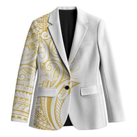 Polynesia White Sunday Blazer Plumeria Polynesian Tribal Gold Color - Polynesian Pride