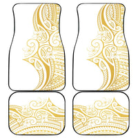 Polynesia White Sunday Car Mats Plumeria Polynesian Tribal Gold Color - Polynesian Pride