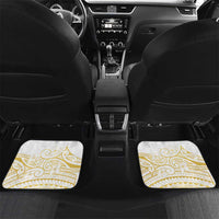 Polynesia White Sunday Car Mats Plumeria Polynesian Tribal Gold Color - Polynesian Pride