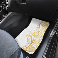 Polynesia White Sunday Car Mats Plumeria Polynesian Tribal Gold Color - Polynesian Pride