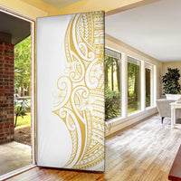 Polynesia White Sunday Door Cover Plumeria Polynesian Tribal Gold Color - Polynesian Pride