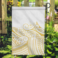 Polynesia White Sunday Garden Flag Plumeria Polynesian Tribal Gold Color - Polynesian Pride
