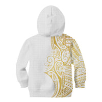 Polynesia White Sunday Kid Hoodie Plumeria Polynesian Tribal Gold Color - Polynesian Pride