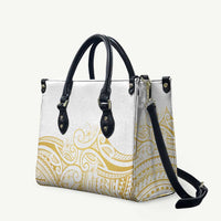 Polynesia White Sunday Leather Bag Plumeria Polynesian Tribal Gold Color - Polynesian Pride