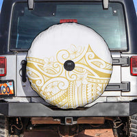 Polynesia White Sunday Spare Tire Cover Plumeria Polynesian Tribal Gold Color - Polynesian Pride